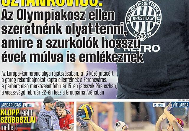 Sztankovics: Kemény ellenfél az Olympiakosz, de szeretnénk továbbjutni!