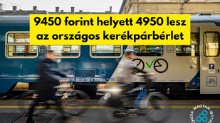 Közel felére csökkentette a kerékpáros országbérlet árát a MÁV